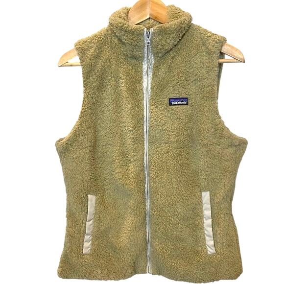 Patagonia Los Gatos Zip Up Fleece Vest Womens M Khaki Outdoor Slow Fashion Fuzzy - Picture 2 of 13